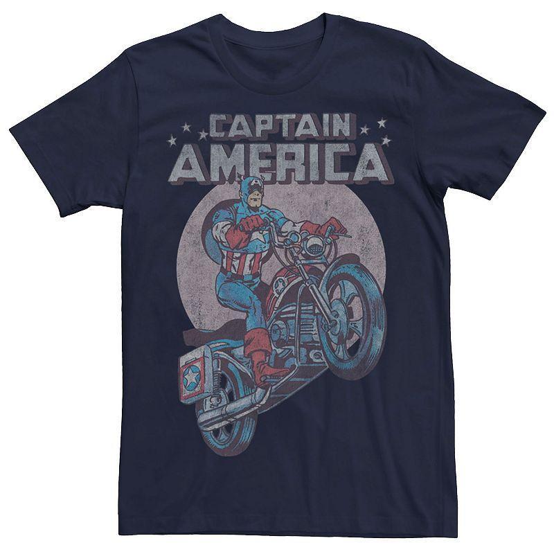 Mens Marvel Avengers Captain America Motorcycle Portrait Tee Blue Product Image