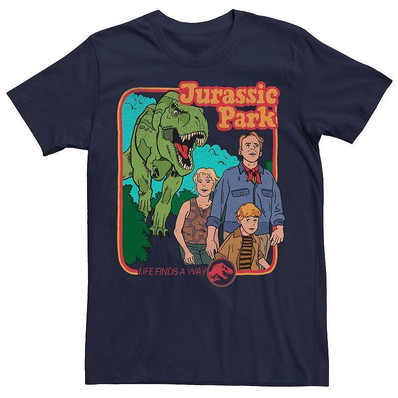 Mens Jurassic Park Vintage Characters Life Finds A Way Tee Royal Grey Product Image