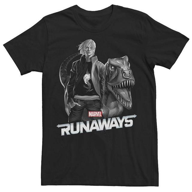 Mens Marvel Runaways Raptor Force Grey Scale Portrait Graphic Tee Product Image