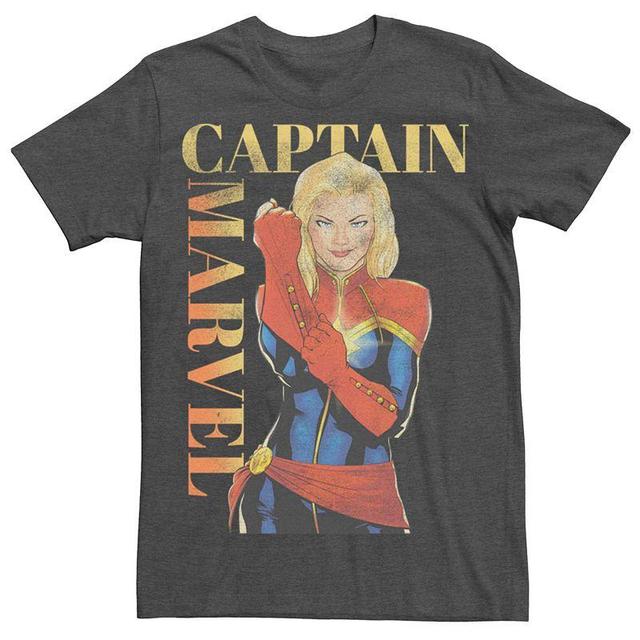 Mens Captain Marvel Vintage Suit Up Poster Tee Grey Heather Product Image