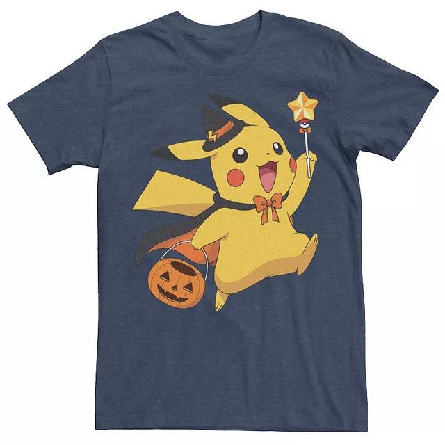 Mens Pokmon Pikachu Wizard Costume Pumpkin Basket Tee Navy Grey Product Image