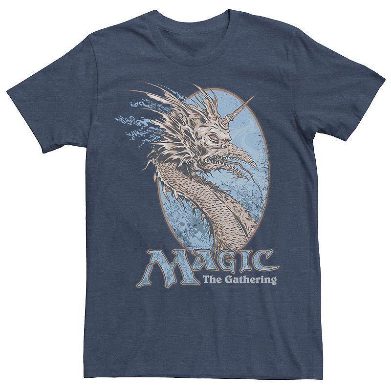 Mens Magic: The Gathering Mirage Dragon Tee Light Blue Grey Product Image