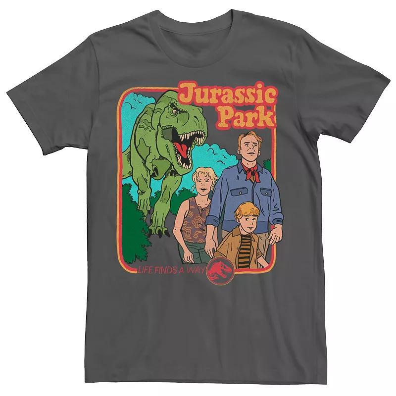 Mens Jurassic Park Vintage Characters Life Finds A Way Tee Royal Grey Product Image