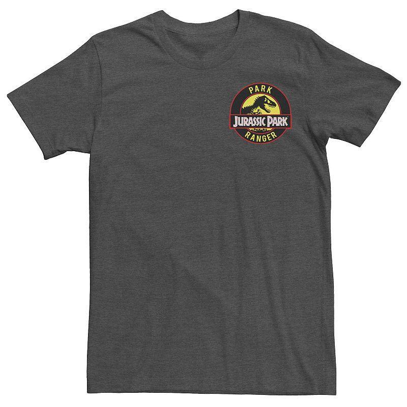 Mens Jurassic Park Ranger Logo Black Badge Graphic Tee Dark Grey Product Image