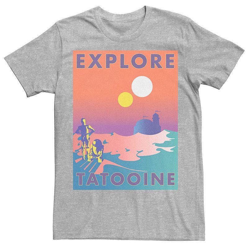 Mens Star Wars Explore Tatooine Faded Retro C-3PO & R2-D2 Poster Tee Product Image