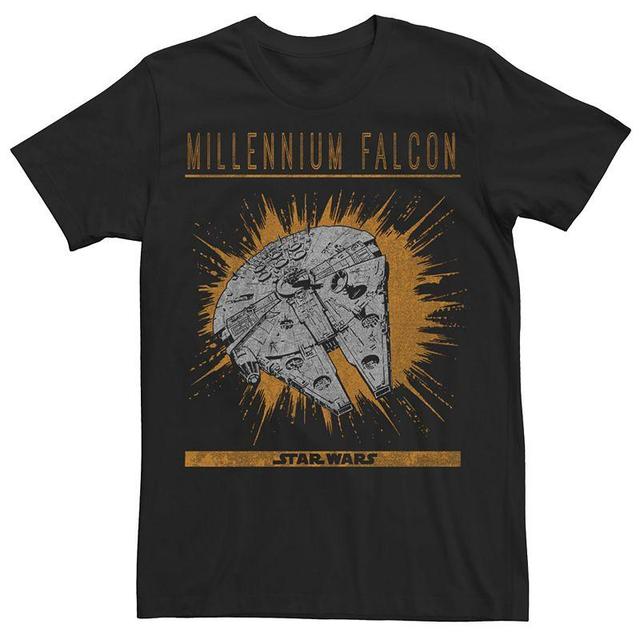 Mens Star Wars Millennium Falcon Vintage Flying Poster Tee Product Image