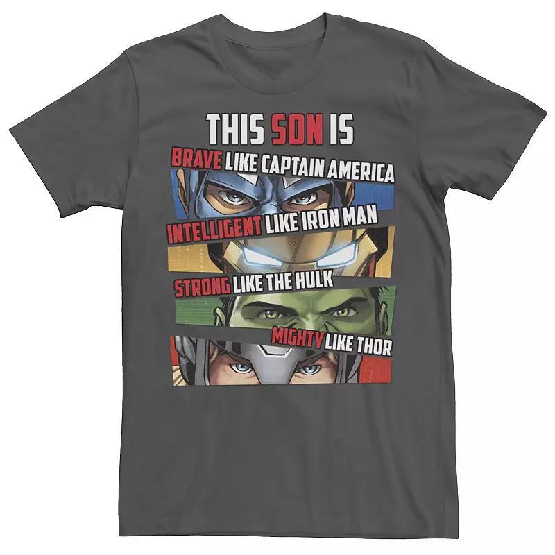 Mens Marvel Avengers This Son Is Group Eyes Panels Tee Grey Product Image