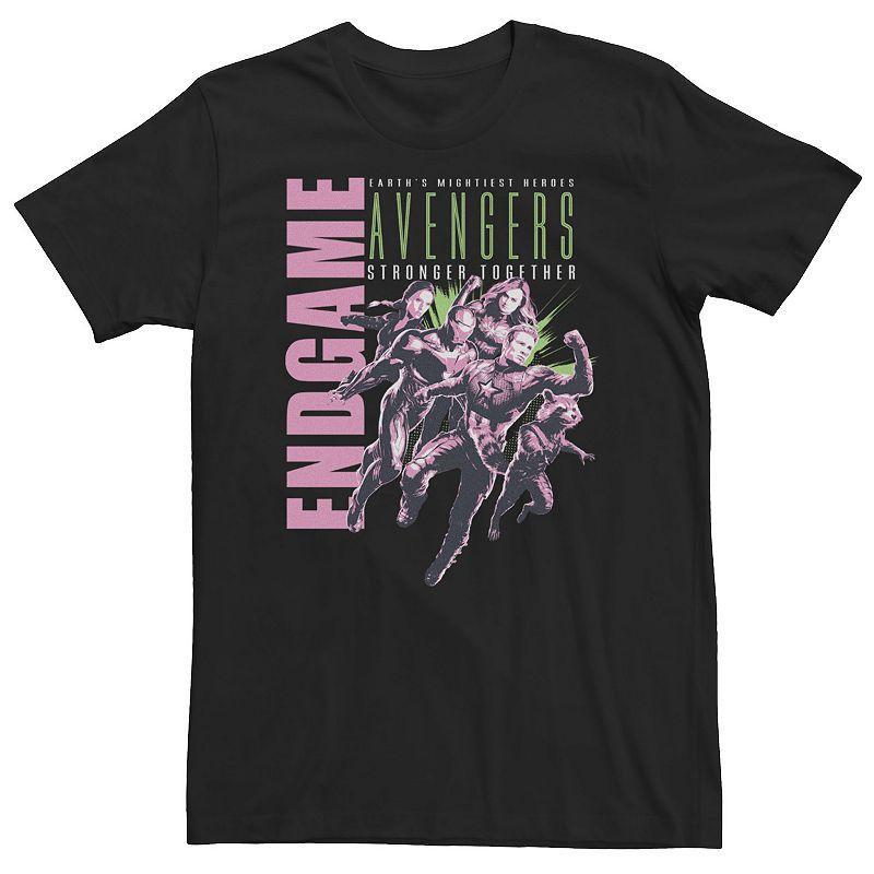 Big & Tall Marvel Avengers: Endgame Earths Mightiest Heroes Neon Text Tee, Mens Black Product Image