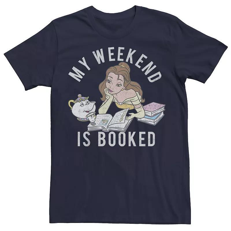 Disneys Beauty And The Beast Belle Mens My Weekend Is Booked Graphic Tee Navy Grey Product Image