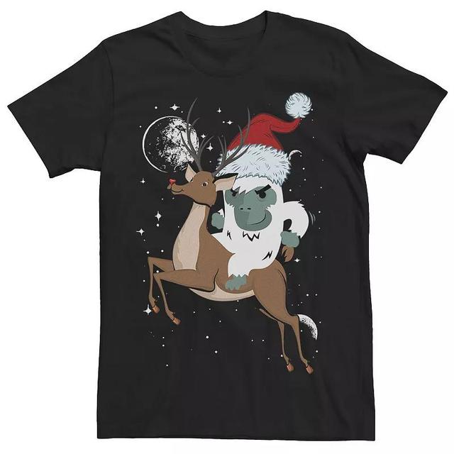 Mens Yeti Riding Rudolf Reindeer Christmas Tee Product Image