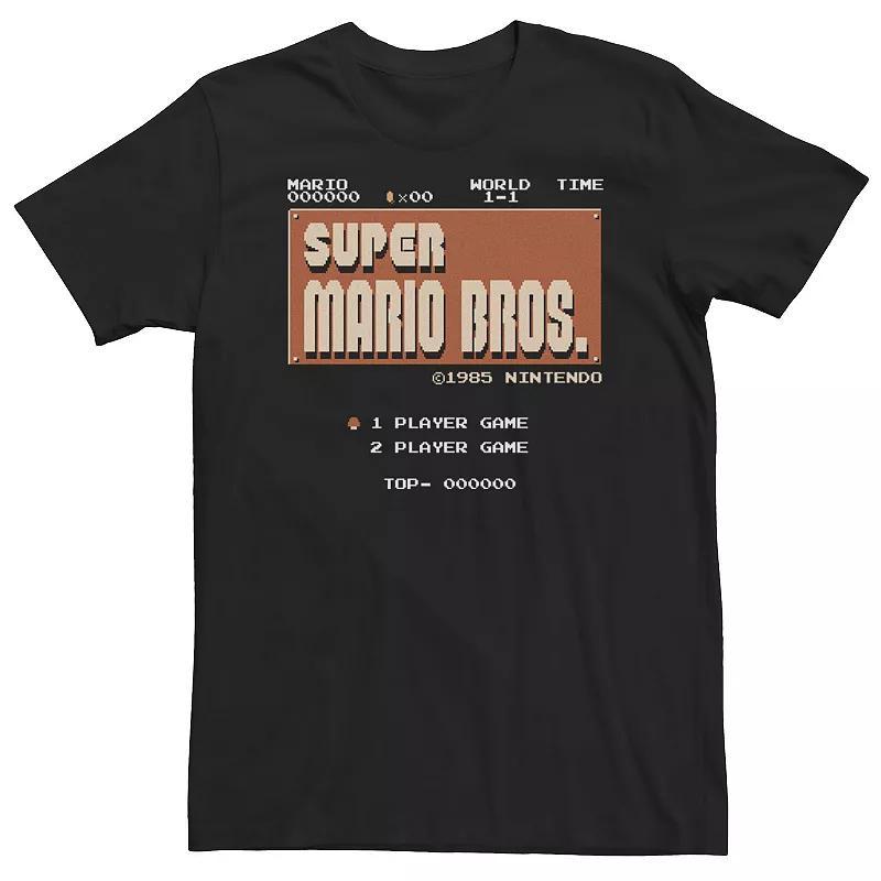 Big & Tall Nintendo Super Mario Retro NES Title Screen Vintage Tee, Mens Product Image