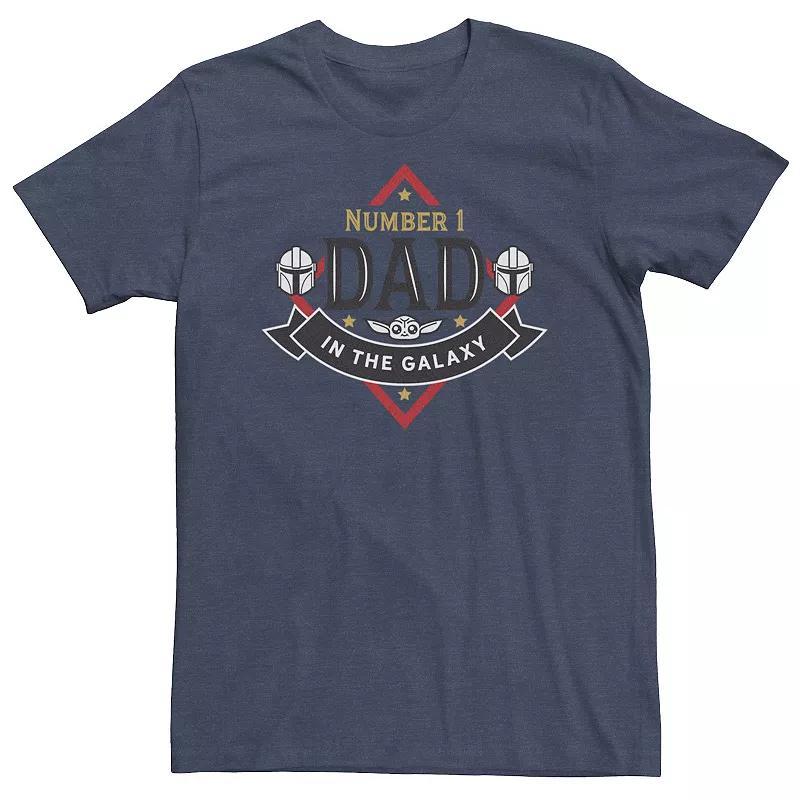 Big & Tall Star Wars The Mandalorian Grogu Number One Dad In The Galaxy Tee, Mens Navy Grey Product Image