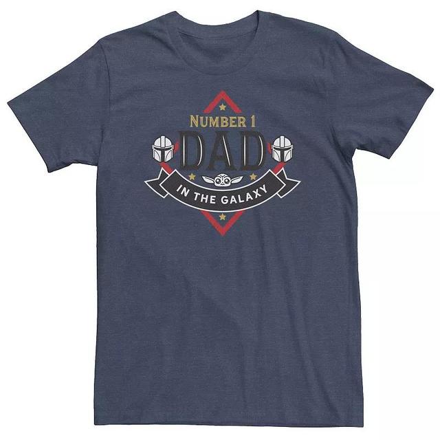 Big & Tall Star Wars The Mandalorian Grogu Number One Dad In The Galaxy Tee, Mens Navy Grey Product Image