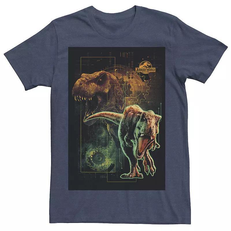 Mens Jurassic World Two T-Rex Tech Schematic Tee Blue Product Image