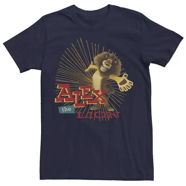 Mens Madagascar Alex The Lion Text Poster Tee Blue Product Image