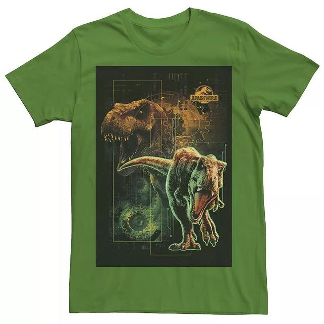 Mens Jurassic World Two T-Rex Tech Schematic Tee Green Product Image