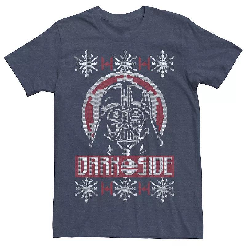 Mens Star Wars Darth Vader Dark Side Christmas Sweater Tee Navy Grey Product Image