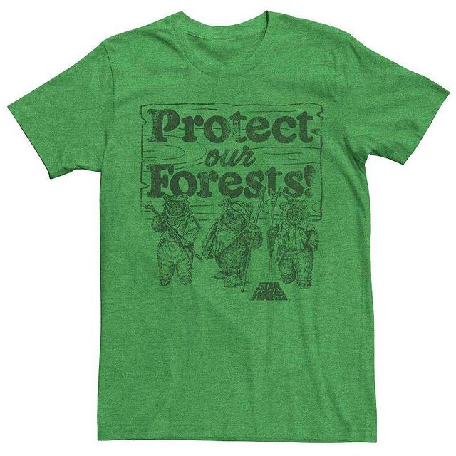 Mens Star Wars Ewoks Protect Our Forests Sign Graphic Tee Kelly Grey Product Image