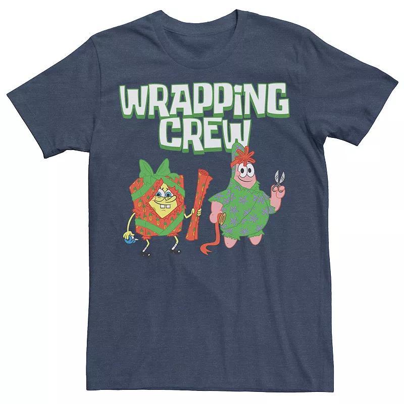 Mens Spongebob Squarepants Patrick Wrapping Crew Tee Navy Grey Product Image