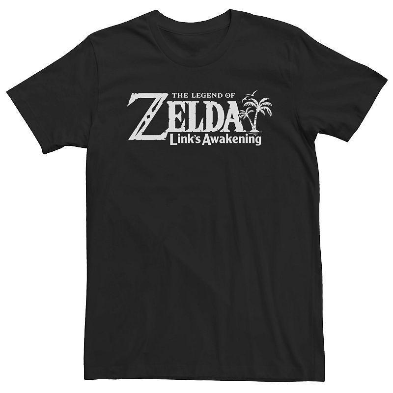 Mens Nintendo Links Awakening Palm Trees White Text Short Sleeve Tee Product Image