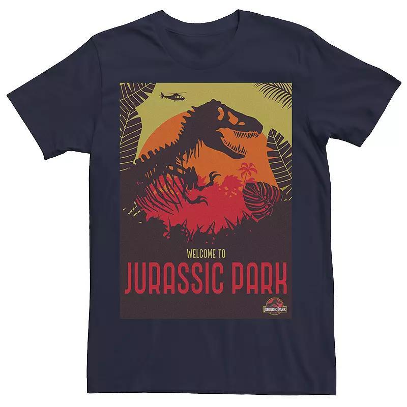 Mens Jurassic Park Welcome T-Rex Sunset Tee Navy Grey Product Image