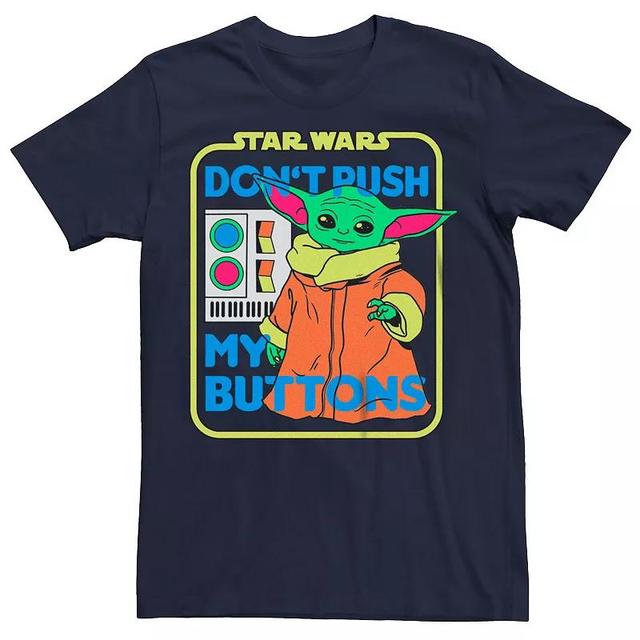 Mens Star Wars The Mandalorian Baby Yoda Dont Push My Buttons Graphic Tee Blue Product Image