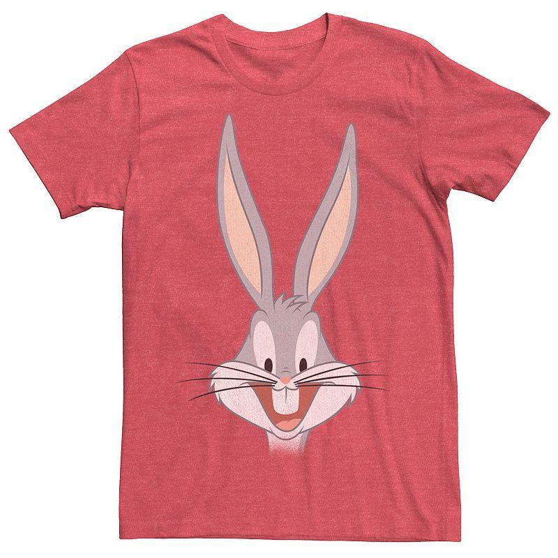 Mens Looney Tunes Bugs Bunny Big Face Tee Red Grey Product Image