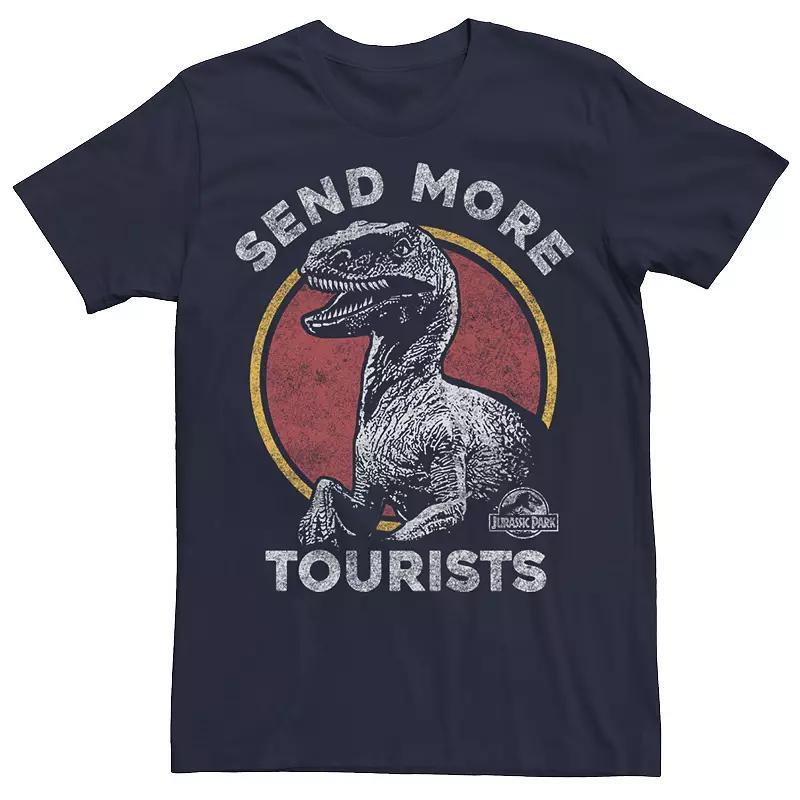 Mens Jurassic Park Raptor Says Send More Tourists Tee Navy Grey Product Image