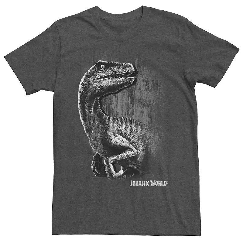 Mens Jurassic World Raptor Grunge Portrait Graphic Tee Grey Heather Product Image