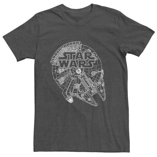 Mens Star Wars Logo and Millenium Falcon Graphic Tee Grey Heather Product Image