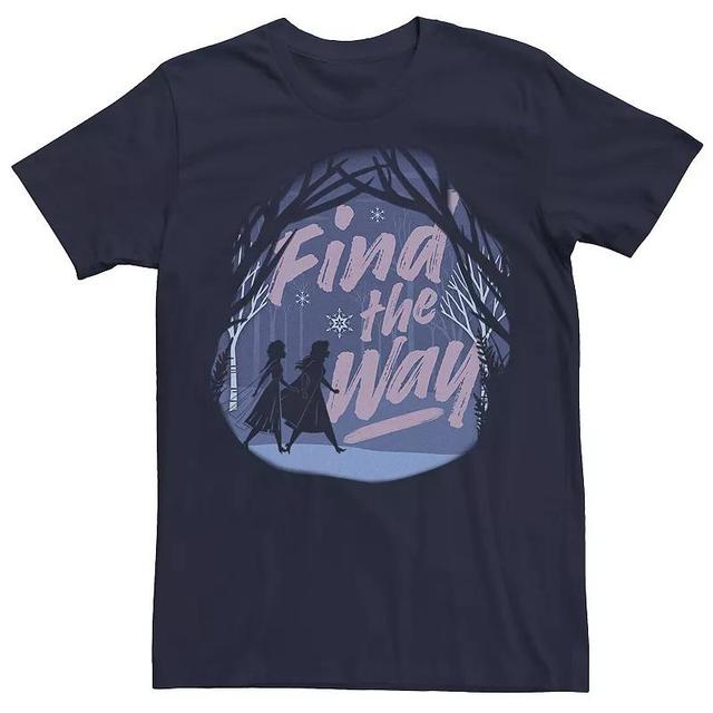 Disneys Frozen 2 Elsa Anna Mens Find The Way Silhouettes Poster Tee Blue Product Image