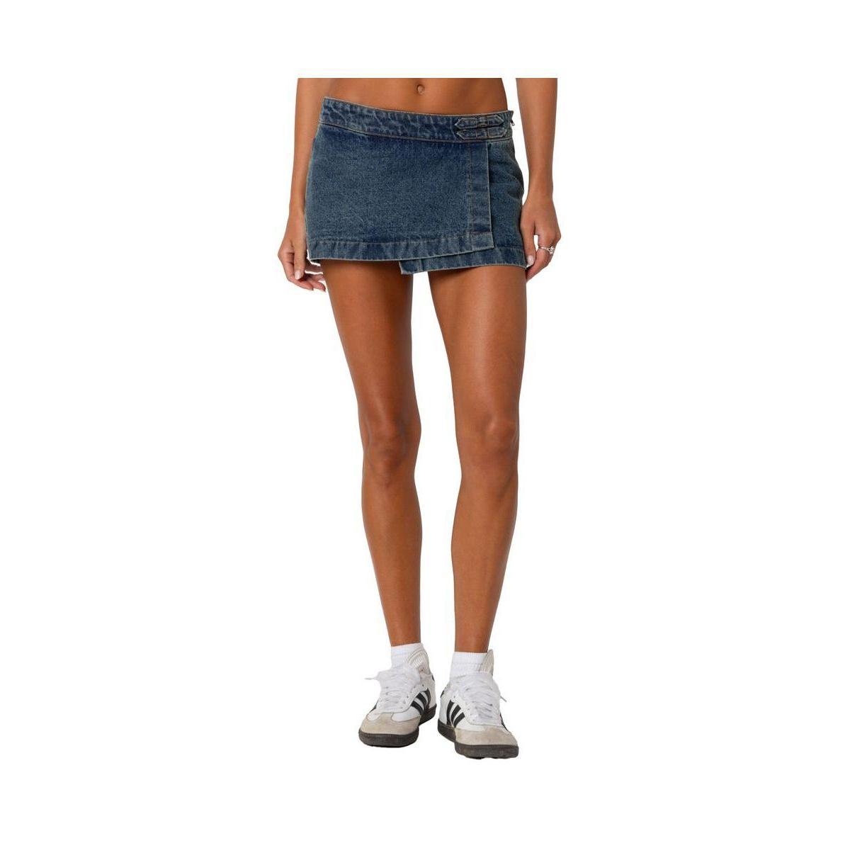 Edikted Womens Asymmetric Denim Wrap Skort product image