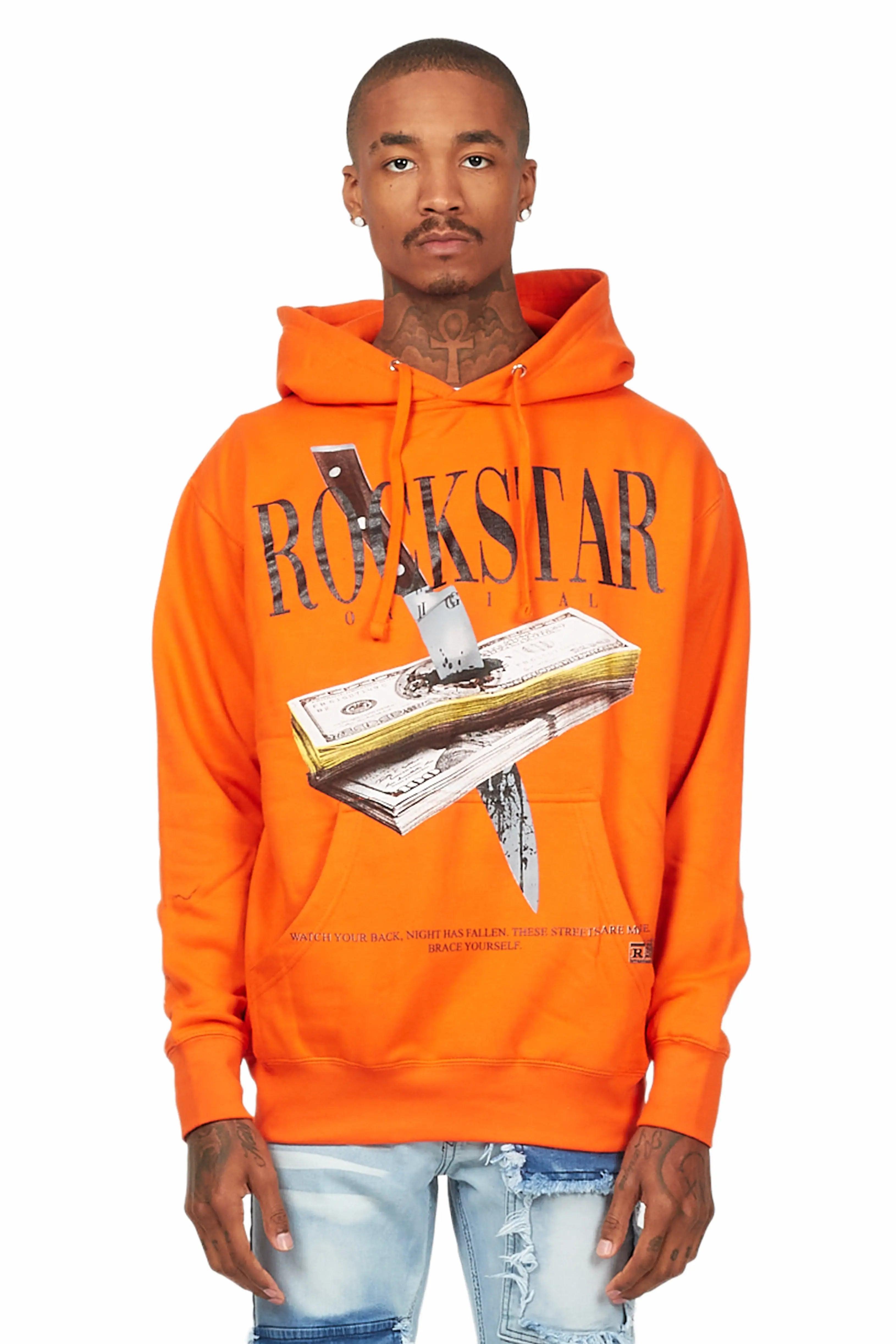 Dayte Nite Orange Graphic Hoodie Male Product Image