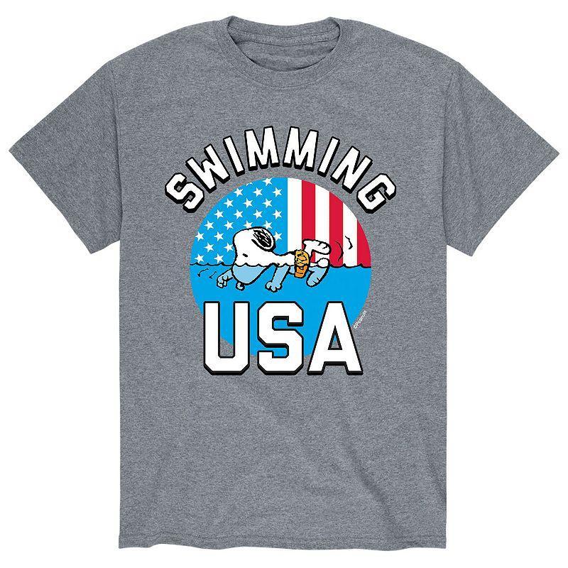 Mens Peanuts Snoopy Swimming USA Tee Product Image