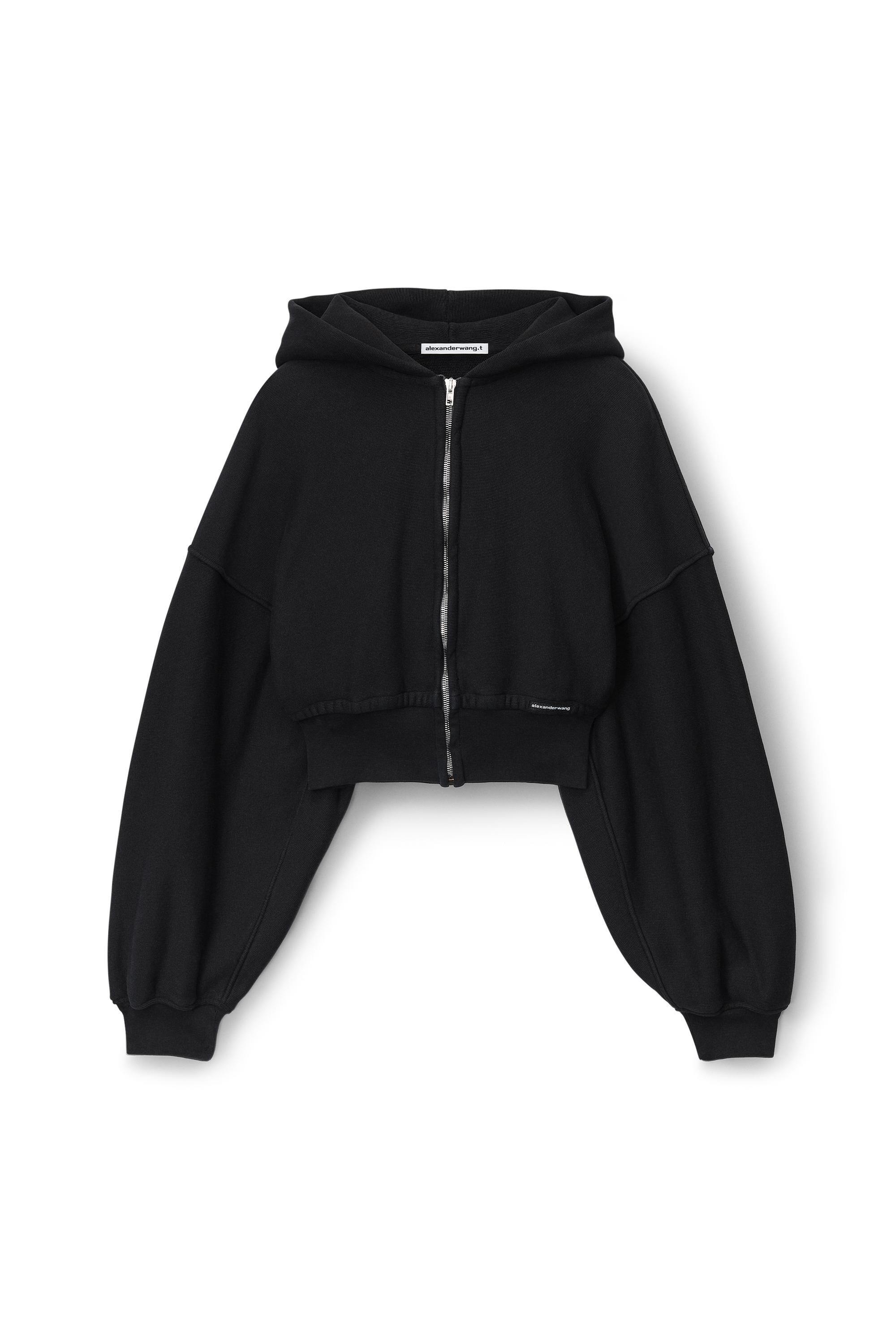 Cropped Zip Up Hoodie In Classic Cotton Terry Product Image