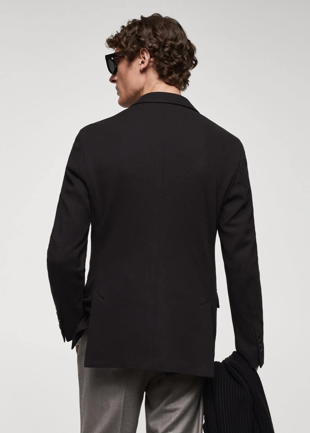 MANGO MAN - Structured slim fit cotton blazer blackMen Product Image