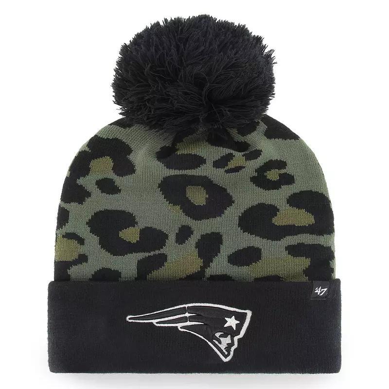 Womens 47 /Black New England Patriots Bagheera Cuffed Knit Hat with Pom Product Image