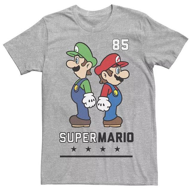 Mens Nintendo Super Mario Luigi Back to Back Athletic 85 Graphic Tee Athletic Grey Product Image