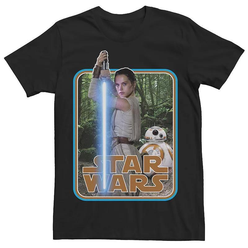 Mens Star Wars Rey & BB-8 Episode 7 Poster Sticker Graphic Tee Product Image