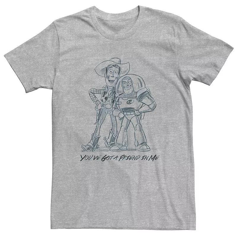 Mens Licensed Character Mens Disney Pixar Toy Story Buzz Lightyear & Woody Youve Got A Friend In Me Sketch Tee, Mens Athletic Grey Product Image