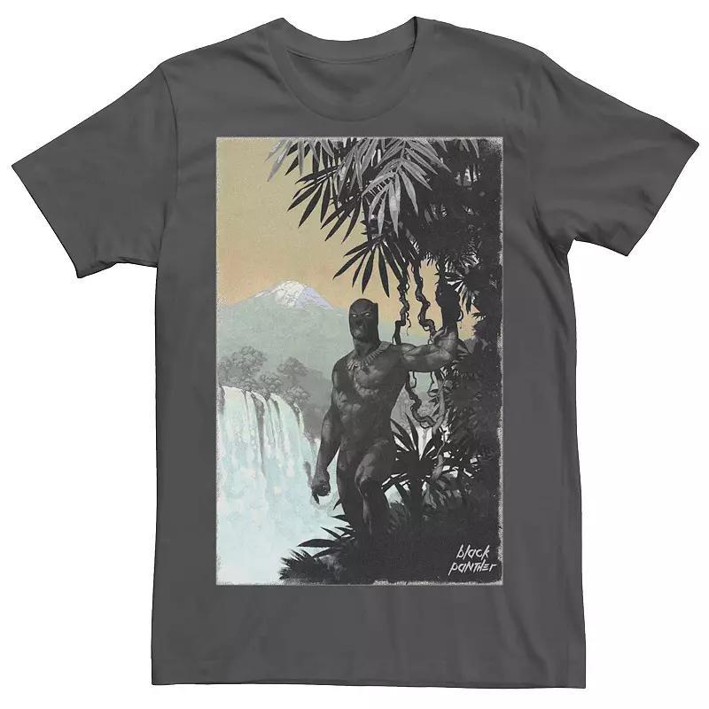 Mens Marvels Black Panther Vintage Poster Tee Grey Product Image