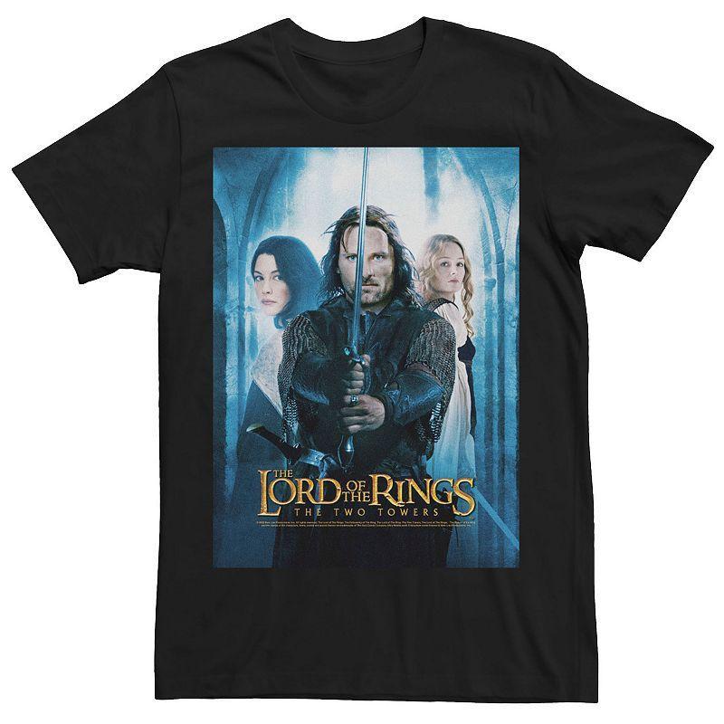 Mens Lord Of The Rings Aragon Two Towers Photo Real Poster Tee Black Product Image