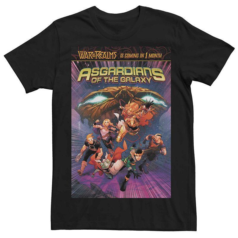 Mens Marvel Asgardians Of The Galaxy War Of Realms Group Comic Cover Tee Black Product Image