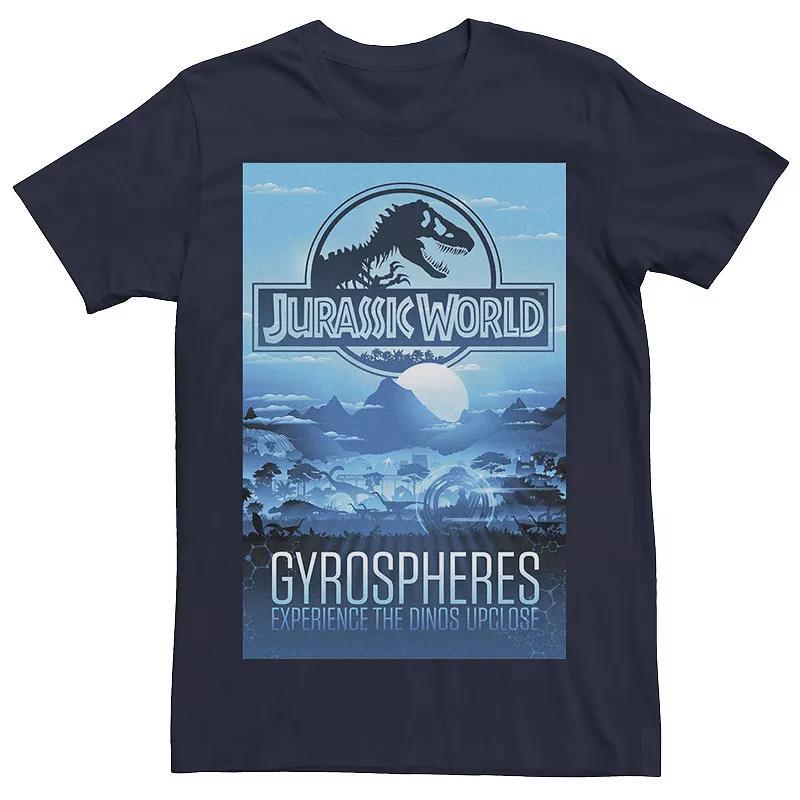 Mens Jurassic World Gyrospheres Tour Park Poster Graphic Tee Athletic Grey Product Image