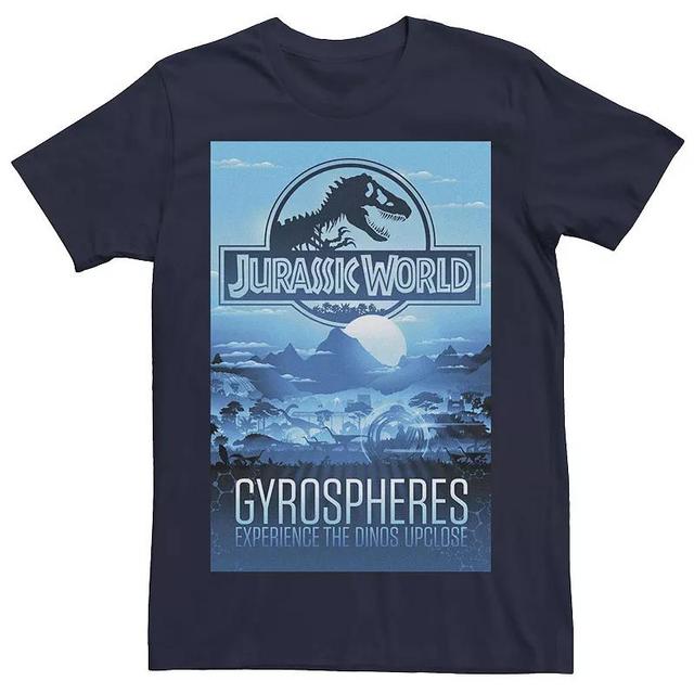 Mens Jurassic World Gyrospheres Tour Park Poster Graphic Tee Blue Product Image