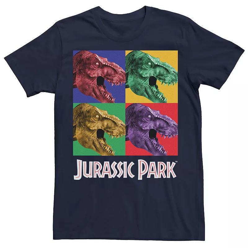 Mens Jurassic Park Four Square Dino Pop Art Style Tee Blue Product Image