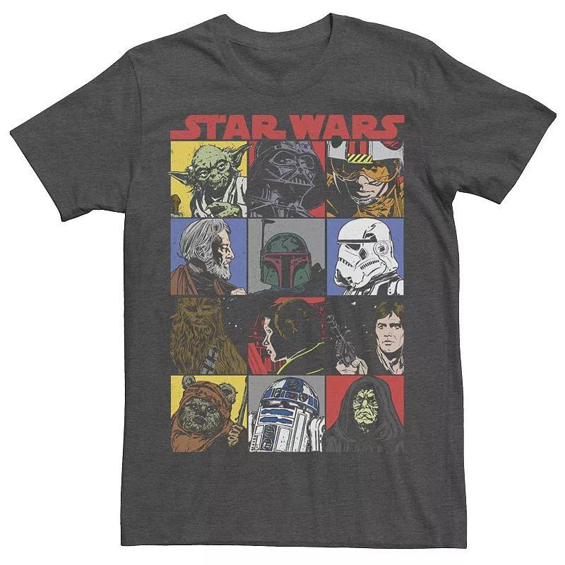 Mens Star Wars Comic Strip Cartoon Group Tee Grey Heather Product Image