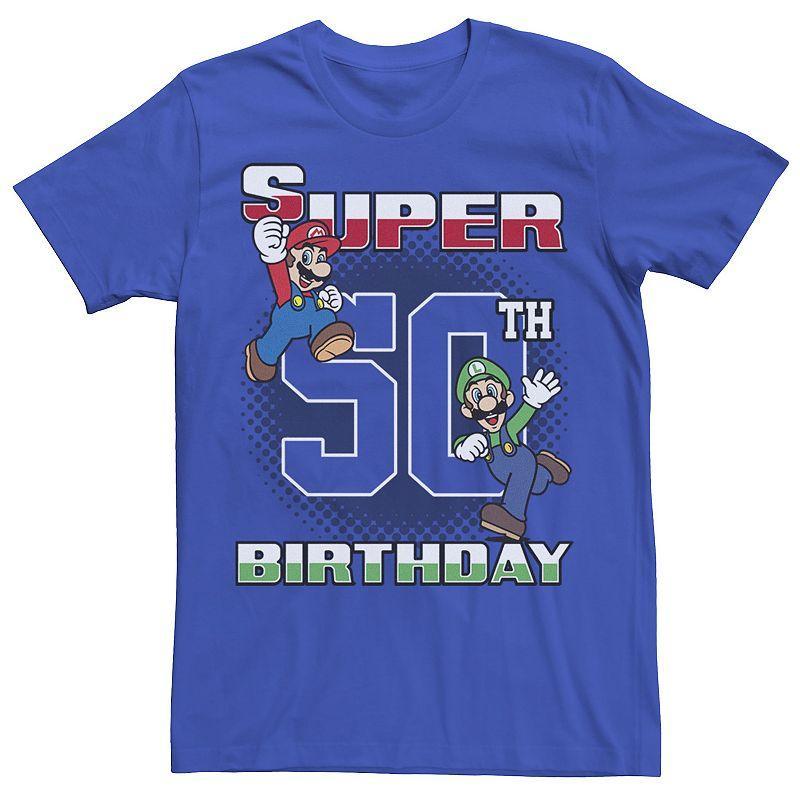 Mens Nintendo Super Mario And Luigi Super Birthday 50th Birthday Portrait Graphic Tee Product Image