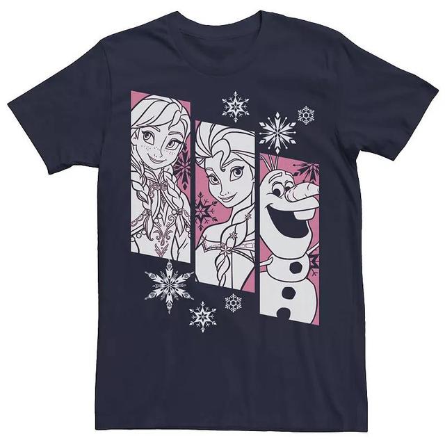 Mens Disney Frozen Anna Elsa Olaf Snowflake Panel Tee Blue Product Image