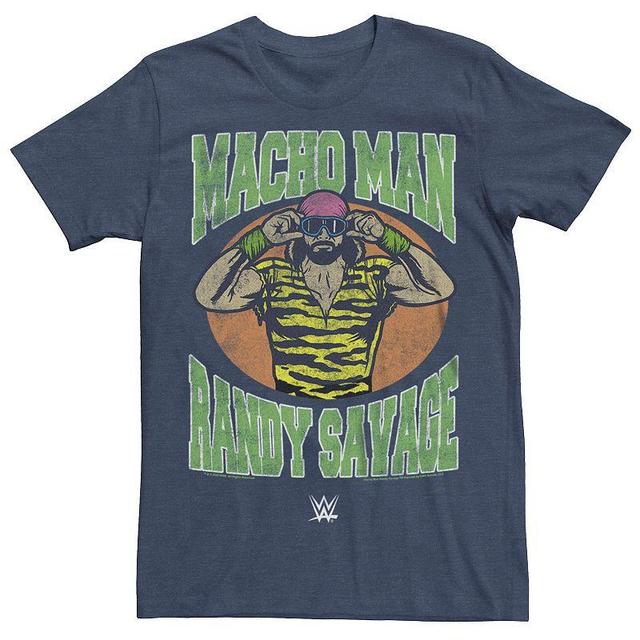 Big & Tall WWE Retro Macho Man Randy Savage Circle Graphic Tee, Mens Blue Product Image